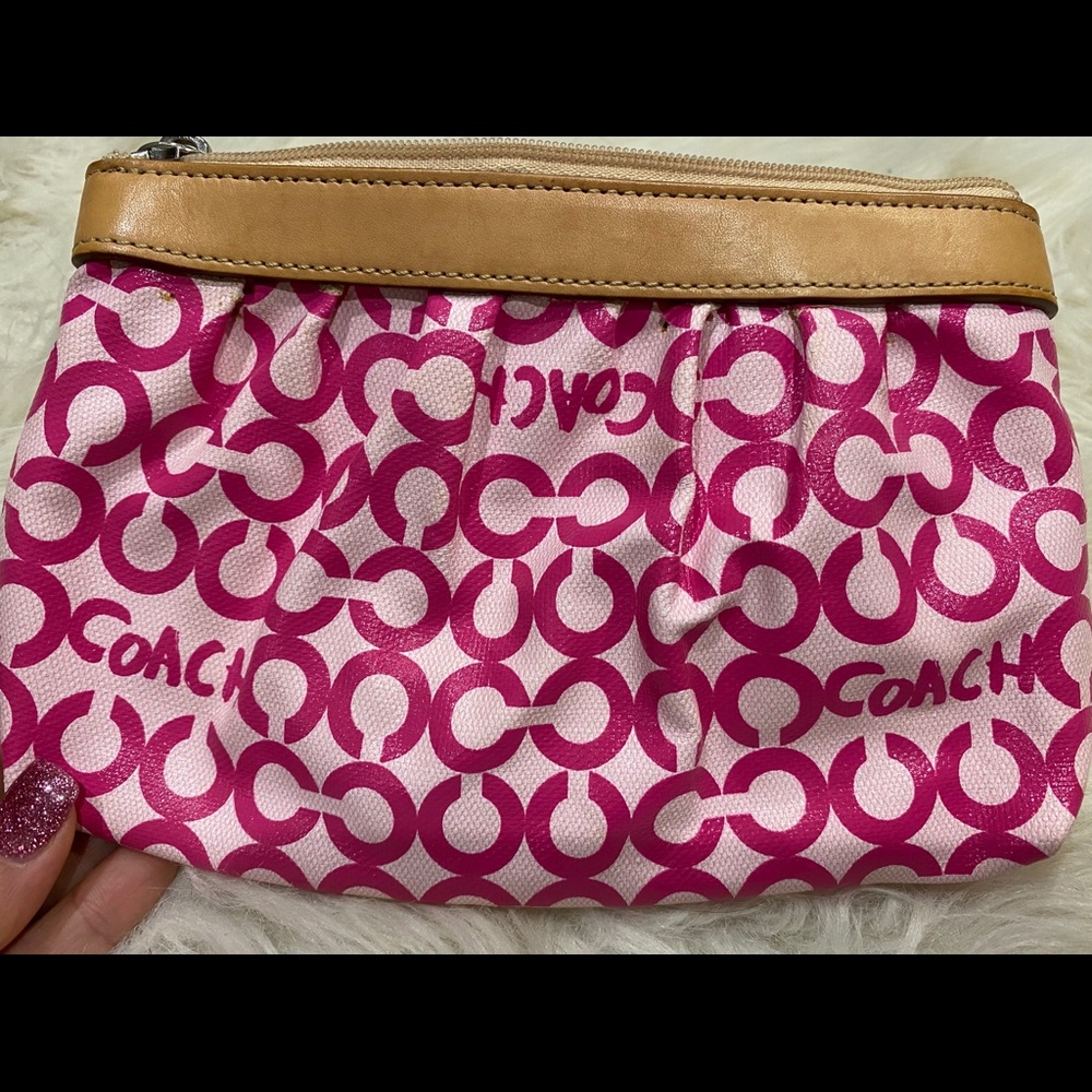 Coach Signature Leather Zip Wristlet
